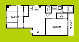 ハイツ永原 2DKの間取図画像