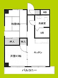 港スカイハイツ 2Kの間取図画像