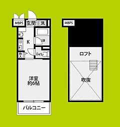 エステムコート大阪城前OBPリバーフロント 1Kの間取図画像