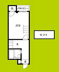 キッポー平野加美 1Kの間取図画像
