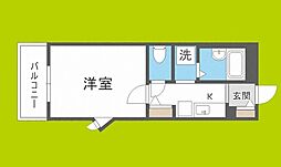 グランベイ豊新 1Kの間取図画像