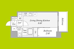 ArtizA瓦屋町II 1LDKの間取図画像