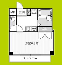 マンション弥栄 1Kの間取図画像