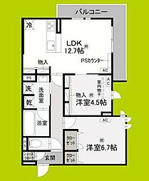 Clashist上住吉 2LDKの間取図画像