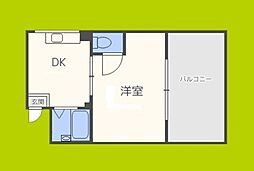 サクセス長居 1DKの間取図画像