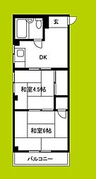 住吉ハイツ 2DKの間取図画像