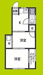 コーポ阪南町 2Kの間取図画像