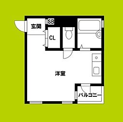 レオン天神橋 ワンルームの間取図画像