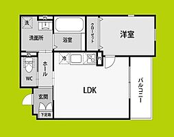 大阪市西淀川区柏里2丁目アパート 1LDKの間取図画像