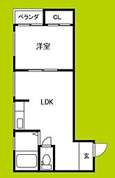 吉田ビル 1LDKの間取図画像