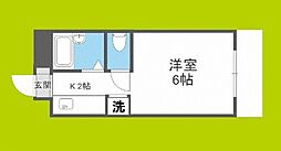 童夢ハイツマナベ ワンルームの間取図画像