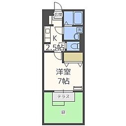 エクレール鷹合 1Kの間取図画像