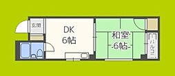 シャトー杉本パート1 1DKの間取図画像