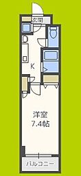 マリオン北堀江アネックス 1Kの間取図画像