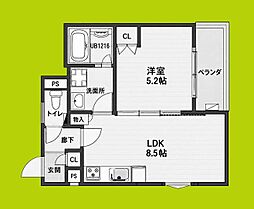 CASA CALMA 茨田大宮 1LDKの間取図画像