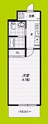 ルミエール巽南 1Kの間取図画像