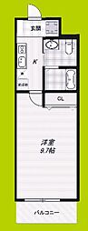 ルミエール巽南 1Kの間取図画像
