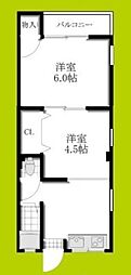 桧マンション 2DKの間取図画像