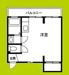 光和ハイツ ワンルームの間取図画像