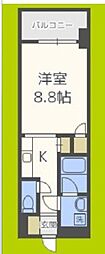 パークハイムうつぼ ワンルームの間取図画像