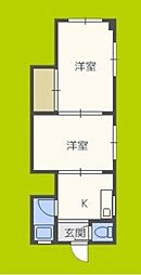 コーポ富士 2Kの間取図画像