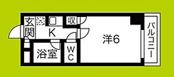 ウィングス弁天 1Kの間取図画像