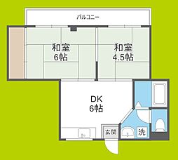 アローハイツ 2DKの間取図画像