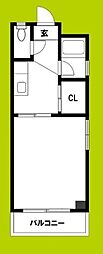 田辺ハイム 1Kの間取図画像