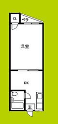 プレアール塚本2 1DKの間取図画像