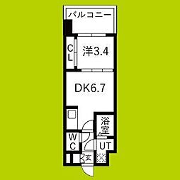 D.Clarest長田駅前 1DKの間取図画像