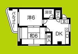 シティ岸里 2DKの間取図画像