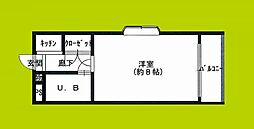 パレ・ユニオン鶴ケ丘 ワンルームの間取図画像