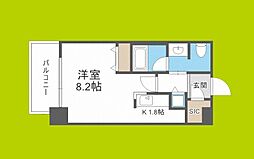 クロスレジデンス大阪新町 ワンルームの間取図画像