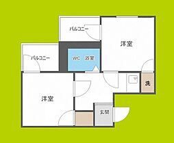 アメニティー新大阪四番館 2Kの間取図画像