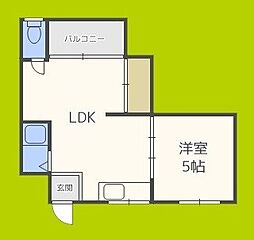 大和川パピレス 1LDKの間取図画像