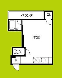 コーポイン長居B棟 ワンルームの間取図画像