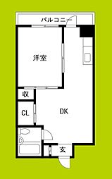 カーサ・ベラ桜川 1DKの間取図画像