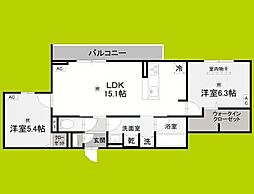 クラシスト背戸口 2LDKの間取図画像