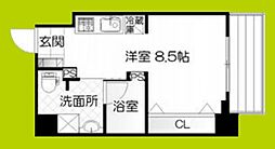 ヴィレッジリバー阿倍野 ワンルームの間取図画像