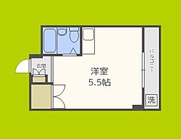 シャトー第2平野 ワンルームの間取図画像