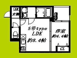 D porta Lily(リリー) 1LDKの間取図画像
