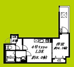 D porta Lily(リリー) 1LDKの間取図画像