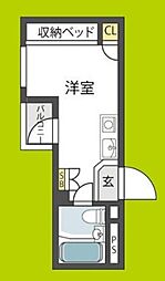 池田マンション ワンルームの間取図画像