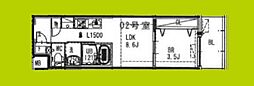 クローバー・レジデンスNagai 1LDKの間取図画像