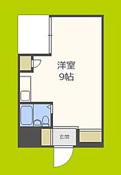 京橋プルトンビル ワンルームの間取図画像