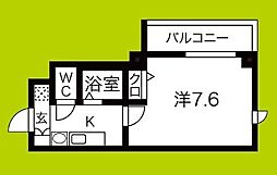 ドミール桜川2 1Kの間取図画像
