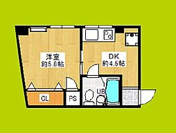 CloverSquareAbiko 1DKの間取図画像