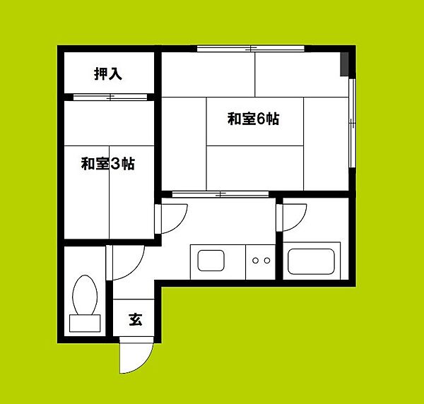 白玉マンション ｜大阪府大阪市旭区中宮４丁目(賃貸マンション2K・3階・25.90㎡)の写真 その2