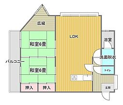 エメラルドマンション砂津 2LDKの間取図画像