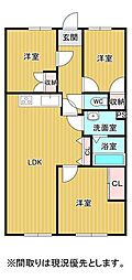 サンライフ大里 3LDKの間取図画像